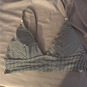 Aerie triangle black and white striped swim top bikini size M
